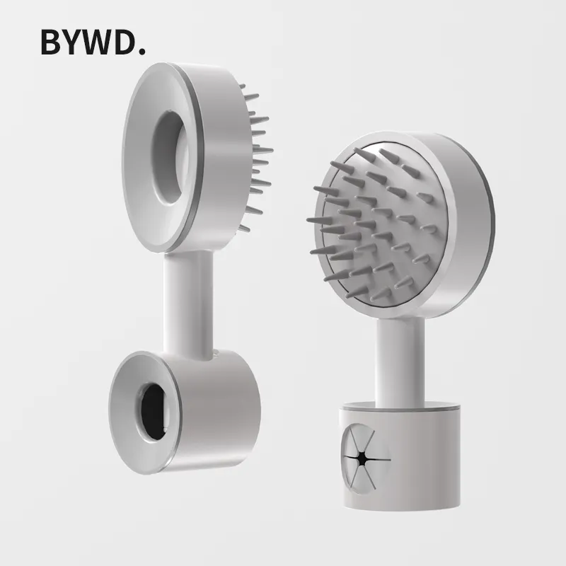 Bywd Nieuw Ontwerp Lange Steel Haar Hoofdhuid Massager Met Zachte Siliconen Borstelharen Voor Haar Wassen Hoofdhuid Exfoliator Borstel Roos