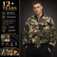 Blouson Bomber Camouflage Homme OEM ODM avec Fermeture Éclair et Poignets Côtelés – Veste Décontractée d'Extérieur