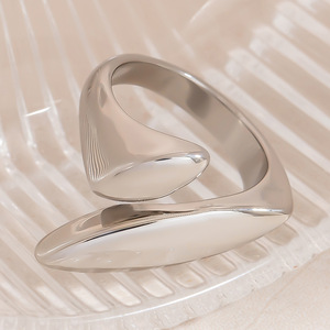 Stainless Steel Leaf Shape <b>Ring</b> For Women Geometric Design Gift Jewelry Yiwu Origin JZ21542S - Product Image 3