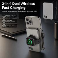 Batterie externe magnétique sans fil 3 en 1, 10000 mAh, ultra-fine, en aluminium, PD 22,5 W, charge rapide pour téléphone et montre