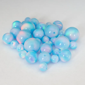 Lot de perles percées au centre d'opale éthiopienne bleue avec lot de perles percées lisses de forme ronde de taille multiple à vendre - Product Image 1