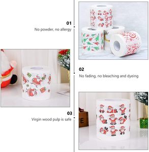 5 rouleaux joyeux noël conception <span class=keywords><strong>papier</strong></span> <span class=keywords><strong>toilette</strong></span> père noël nouveauté pour noël amusant fête bâillon cadeau - Product Image 2
