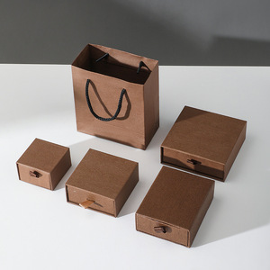 Custom Logo Black Rigid Drawer Jewelry Box Ring Necklace Earring <b>Gift</b> Packaging Cardboard Paper <b>Boxes</b> with Paper Shopping Bag - Product Image 4