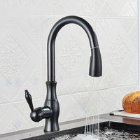 Robinet de cuisine noir personnalisable avec douchette extractible, mitigeur monocommande pour distributeurs et projets