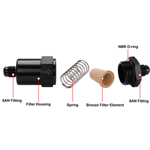 <span class=keywords><strong>Filtro</strong></span> <span class=keywords><strong>de</strong></span> Combustible en Línea <span class=keywords><strong>de</strong></span> Aluminio Negro <span class=keywords><strong>de</strong></span> 3/8 Pulgadas, 30 Micras, Universal, <span class=keywords><strong>de</strong></span> Alto Flujo, para Coche y Motocicleta - Product Image 6