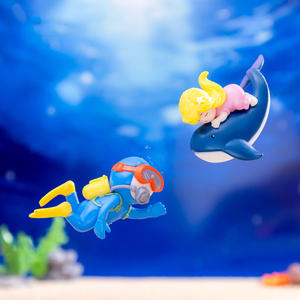 ミニチュア水中エクスプローラーダイバーフィギュアクジラ海シーンモデルほうき魔女おもちゃ水槽プラスチック工芸品オーナメント - Product Image 4