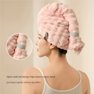 Bonnet de serviette en molleton de corail à séchage rapide pour femmes Super absorbant en microfibre <span class=keywords><strong>bain</strong></span> douche enveloppement doux <span class=keywords><strong>Turban</strong></span> adapté aux voyages - Product Image 6