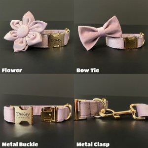 Custom And Leash Set With <b>Bowtie</b> Personalized Engraved Collar Purple Dog Collar - Product Image 6