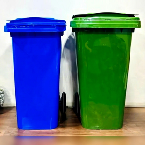 Anax Wheeled Dustbin 100L HDPE Eco-Friendly Anti-Trap Interior Rubberized Wheels Hooded Lid Multiple Sizes Colors Living Bedroom - Product Image 1
