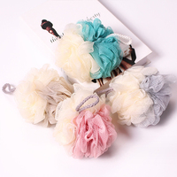 Éponge de bain ronde exfoliante à grand épurateur pour corps fleur brosse bouffée bain luffa maille douche