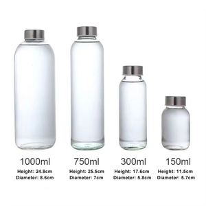 Custom Logo Sports <b>Water</b> New Glass <b>Bottle</b> With Cloth Sleeve Pouch - Product Image 3