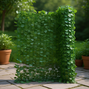 Mampara de Privacidad con Hojas de Hiedra Artificiales, Verde, Plegable, Divisor de Habitaciones, Moderno, Decorativo, con Diseño de Plantas, Estructura sin Marco - Product Image 2