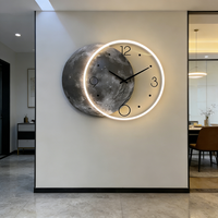 Cetak HD Kustom Dekorasi Rumah Seni Dinding Ruang Tamu Abstrak Modular Laris Manis Jam Lukisan Porselen Kristal LED Bulan Kreatif
