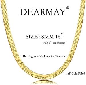 Collar de <span class=keywords><strong>cadena</strong></span> fina de eslabones tipo espiga de oro de 14K para mujer, joyería fina, moderno y delicado, <span class=keywords><strong>con</strong></span> <span class=keywords><strong>cadena</strong></span> gruesa de serpiente y piedra natural, ideal para regalo. - Product Image 5