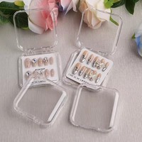 Boîte à bijoux en plastique rose transparente bricolage ongles à presser stockage affichage rond ongles en acrylique beauté ongles conseils boîte