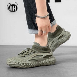 Chaussures pour hommes respirantes en maille beige/vert armée 2026 pour le commuting et le sport, avec amorti pour hommes - Product Image 3