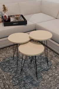 Set of 3 Nesting END <b>Tables</b> - Round Stacking Cheap <b>Coffee</b> <b>Tables</b> for <b>Small</b> Spaces Bedside <b>Table</b> for Living Room - Product Image 4