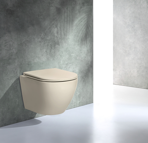 Toilette moderne à citerne dissimulée suspendue au mur en céramique <span class=keywords><strong>taupe</strong></span> - Product Image 1