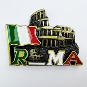 Imán de Refrigerador de Metal Personalizado con la <span class=keywords><strong>Bandera</strong></span> <span class=keywords><strong>Italiana</strong></span> y el Coliseo, Imán de Refrigerador Creativo y Cultural, Pegatinas Magnéticas 3D, Recuerdos de Viaje, Regalo - Product Image 2