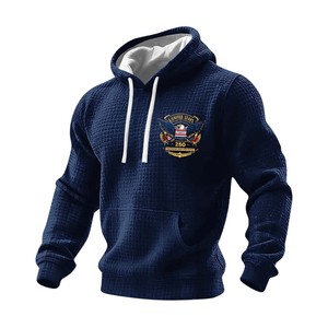 เสื้อฮู้ดดี้ Amtridge America สำหรับผู้ชาย ผ้าวาฟเฟิลเนื้อคอตตอน สวมใส่สบายทุกฤดู เสื้อสเวตเชิ้ตโปรโมชั่น แต่งขอบตัดสี - Product Image 5