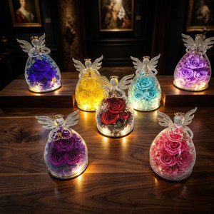 Rosa Eterna di Lusso Silenziosa Sotto Campana di Vetro, Fatta a Mano, con LED, Lunga Durata 3-5 Anni, per Matrimoni e Lauree - Product Image 4