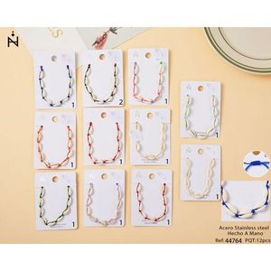 Bracciale con Conchiglia e Quattro Perle, Pulsera in Acciaio Inossidabile Fatto a Mano, Set da 12 Pezzi, Gioielli alla Moda - Product Image 3