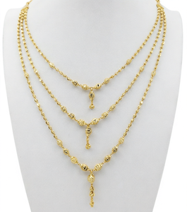 Collar de triple capa chapado en oro con colgante de circonita con número y cadena de cuentas para mujer, ideal como regalo o para fiestas. - Product Image 1