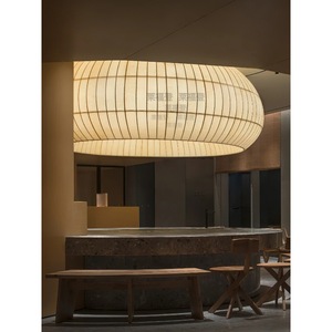 Lustre rond en soie de style japonais, diamètre 100 cm, 120 cm, 150 cm, ampoule E27 à économie d'énergie, éclairage pour hall d'entrée - Product Image 2