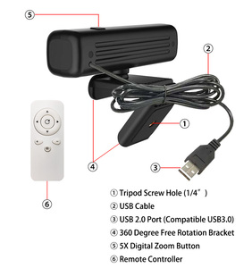 Cámara <span class=keywords><strong>Web</strong></span> <span class=keywords><strong>de</strong></span> <span class=keywords><strong>Alta</strong></span> Resolución con Control Remoto, Zoom Digital 5X, 8MP, 4K - Product Image 1
