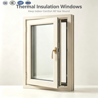 Fenêtre à battant en aluminium triple vitrage insonorisée, résistante aux vents, remplie d'argon, verre trempé pour projet de villa
