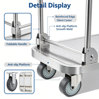 Chariot de salle blanche pliable en acier inoxydable 201, chariot de transport à plateforme pour laboratoire médical, chariot à roulettes pour atelier et alimentation