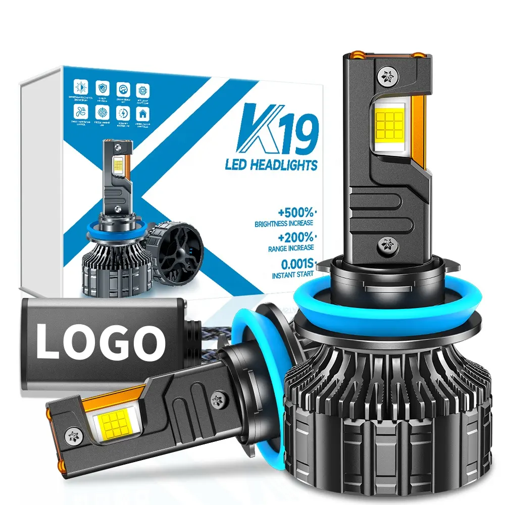 K19 yükseltilmiş 190W süper parlak LED araba kafa lambası ampulleri, H1 H7 H8/H9/H11 9005/HB3 9006/HB4 9012/Auto oto ampuller aksesuarları