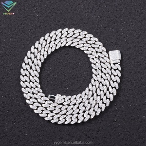 Cadena Cubana de Plata de Ley 925 con Diamantes de Moissanita VVS de 6 mm, 8 mm y 10 mm, Chapada en Oro Real, Joyería Hip Hop - Product Image 2