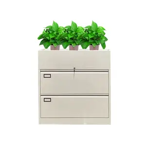 Home Office Furniture Steel Filing Cabinet Storage 2 Drawer Metal Lateral File Cabinet With Planter Cabinet Box