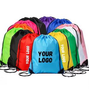 Sacs à cordon promotionnels en polyester personnalisés à faible MOQ, vente en gros, sacs promotionnels en polyester bon marché - Product Image 1