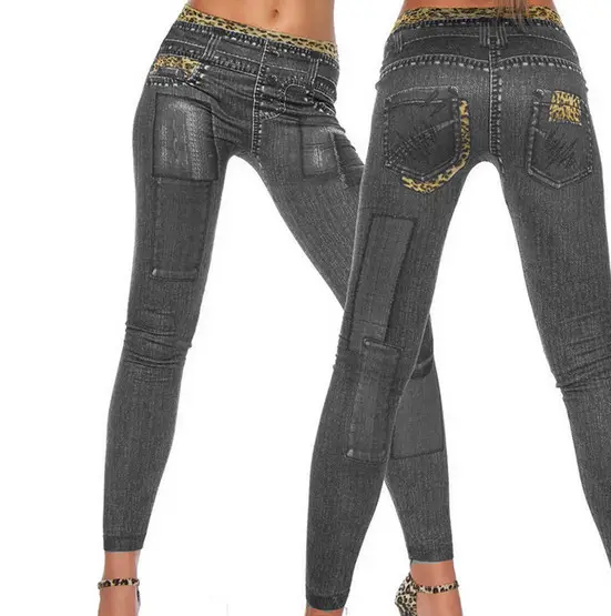 Atacado imagens de jeans da moda para mulheres em leggings apertadas