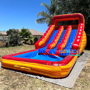 Toboganes de agua inflables coloridos comerciales para niños, parque infantil al aire libre, casa de rebote, tobogán de agua, Tobogán de salto inflable de Pvc - Product Image 4