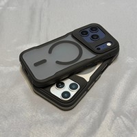 Étui de téléphone transparent mat de luxe véritable avec support pour iPhone 17 12 13 14 15 16 17 Pro Max Plus, coque rigide magnétique