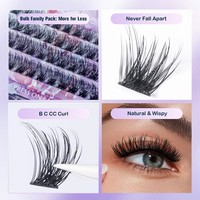 Cils en grappe Gollee réutilisables, sans colle, auto-adhésifs, cruelty-free, faits à la main, individuels, 20 mm, pour extensions de faux cils