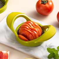 Tomatensnijder van roestvrij staal, handmatige groente- en fruitsnijder met ergonomische handgrepen, vaatwasserbestendig, keukengereedschap, groothandel