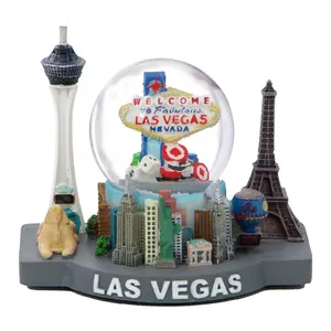 Custom Holiday Decoration Resin Glass Water Ball America Las Vegas Promotional Souvenir Gift Snow Globe