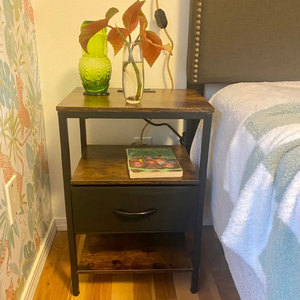 Gỗ <span class=keywords><strong>3</strong></span>-<span class=keywords><strong>Tier</strong></span> lưu trữ End bảng đầu giường với Trạm Sạc vải có thể điều chỉnh ngăn kéo cho phòng ngủ phòng khách - Product Image 2