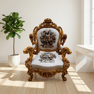 Royal Traditional Convertible Set Single Seater <b>Sofa</b> Hand-Carved Solid Wood Frame Premium Upholstered <b>Foam</b> Cushion Accent Chair - Product Image 4
