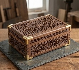 Boîte à bijoux en bois de luxe avec intérieur en velours pour ranger colliers, bagues, boucles d'oreilles, bracelets et accessoires personnels - Product Image 4