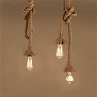 Lampe suspendue DIY style loft rétro industriel vintage steampunk, cordon en chanvre E27, pour bar, restaurant, salle à manger