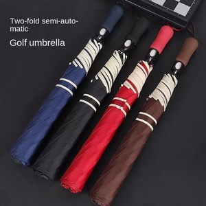 27-Inch Classic Style Semi Automatic 2 Folding Golf Umbrella Windproof Sunny Umbrella Custom Logo Printing for Advertising Gifts