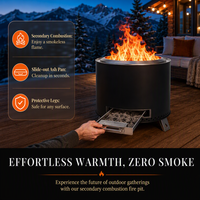 Barbecue extérieur sans fumée Natural Gifts 19,5 pouces, foyer au bois en acier inoxydable, portable, personnalisable, installation facile