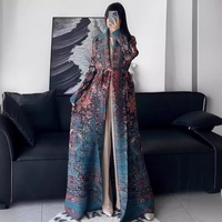 Robe arabe Three Little Houses, automne 2026, manteau long à manches longues haut de gamme, cape avec imprimé modeste, mode commerce extérieur