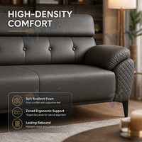 Canapé de bureau moderne en cuir écologique avec éponge haute densité et structure métallique, ensemble complet pour bureau à domicile