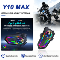 Y10 Max étanche moto casque écouteur longue durée de vie de la batterie sans fil lumière LED affichage voix Assistant sport casque